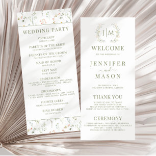 Colorful Wildflower Meadow Flower Wedding Programs