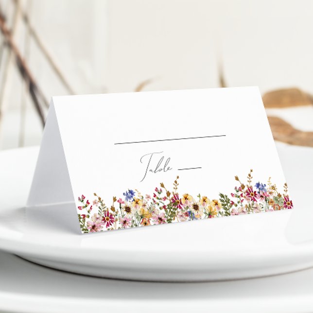 Colorful Wildflower | Meadow Folded  Place Card (Creator Uploaded)