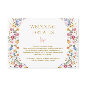 Colorful Wildflower Meadow Garden Wedding Details Enclosure Card