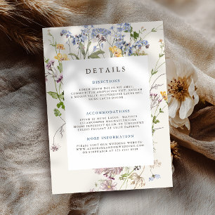 Colorful wildflower meadow garden Wedding Details Enclosure Card