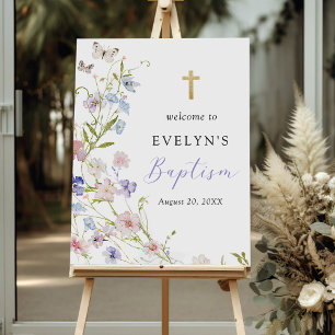 Colorful Wildflower Meadow Girl Baptism Welcome Foam Board