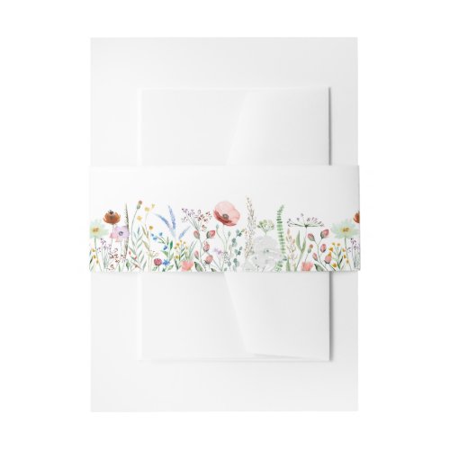 Colorful Wildflower Meadow Invitation Belly Band