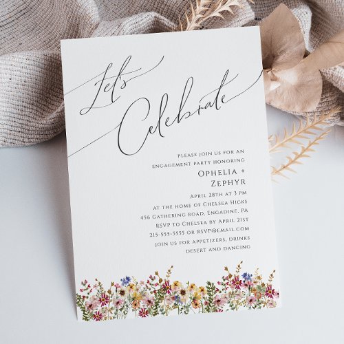 Colorful Wildflower  Meadow Lets Celebrate Invitation