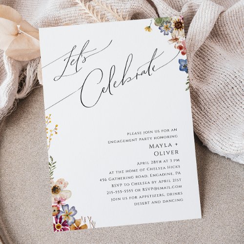 Colorful Wildflower  Meadow Lets Celebrate Invitation