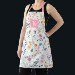 Colorful Wildflower Meadow Pattern Monogram Apron<br><div class="desc">This elegant design features cheerful watercolor wildflowers mixed with lush greenery foliage. Personalize the apron with your monogram or initial.</div>
