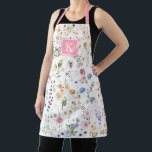 Colorful Wildflower Meadow Pattern Monogram Apron<br><div class="desc">This elegant design features cheerful watercolor wildflowers mixed with lush greenery foliage. Personalize the apron with your monogram or initial.</div>
