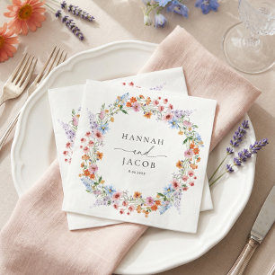 Colorful Wildflower Meadow Personalized Wedding  Napkins