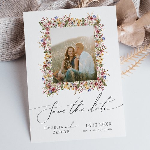 Colorful Wildflower  Meadow Photo Frame  Save The Date