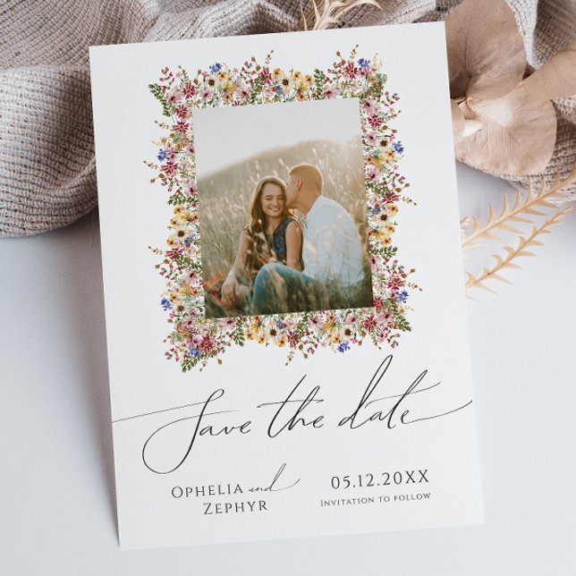 Colorful Wildflower | Meadow Photo Frame  Save The Date (Creator Uploaded)