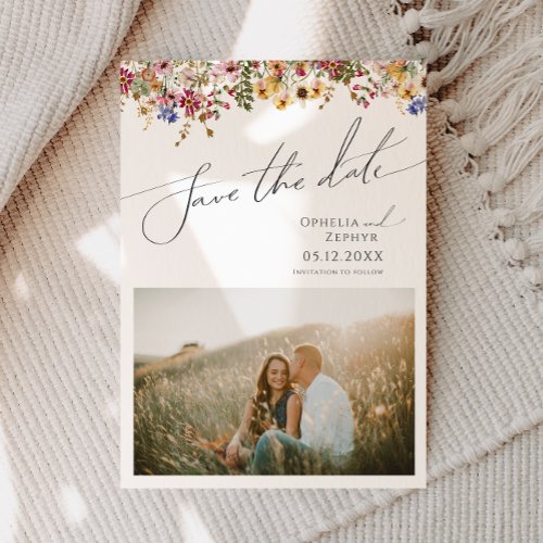 Colorful Wildflower  Meadow Photo Save The Date
