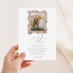 Colorful Wildflower   Meadow Photo Wedding Invitation