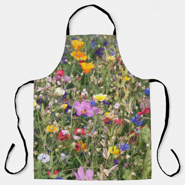 Colorful wildflower meadow, vibrant pattern. apron (Front)