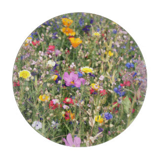 Colorful wildflower meadow, vibrant pattern. cutting board