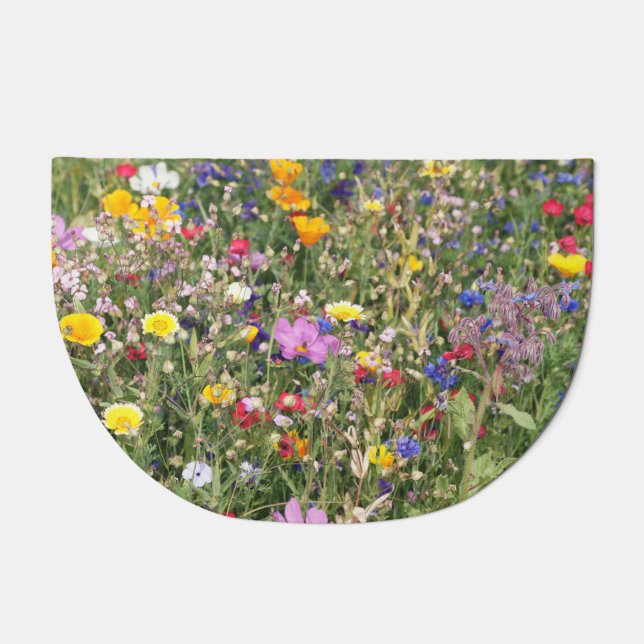Colorful wildflower meadow, vibrant pattern. doormat (Front)
