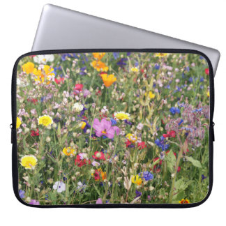 Colorful wildflower meadow, vibrant pattern. laptop sleeve