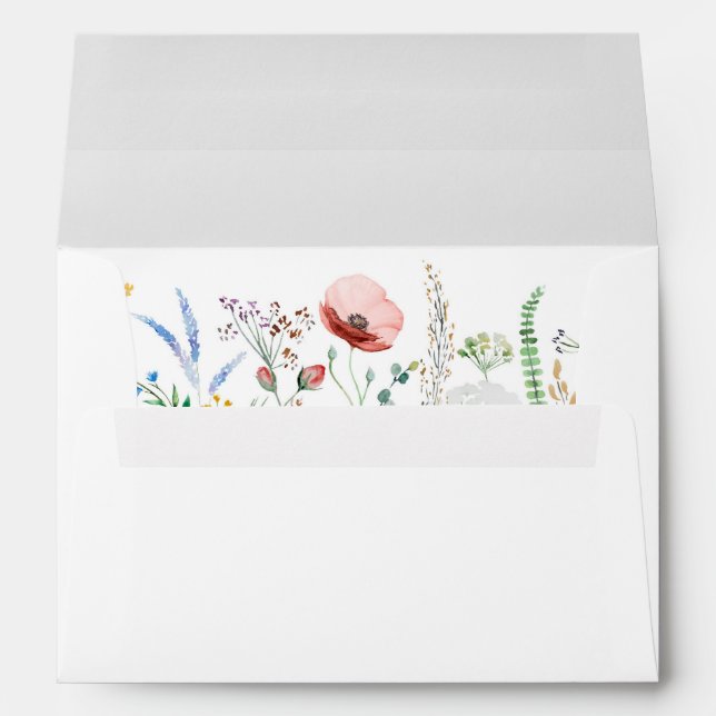 Colorful Wildflower Meadow Wedding Envelope (Back (Bottom))