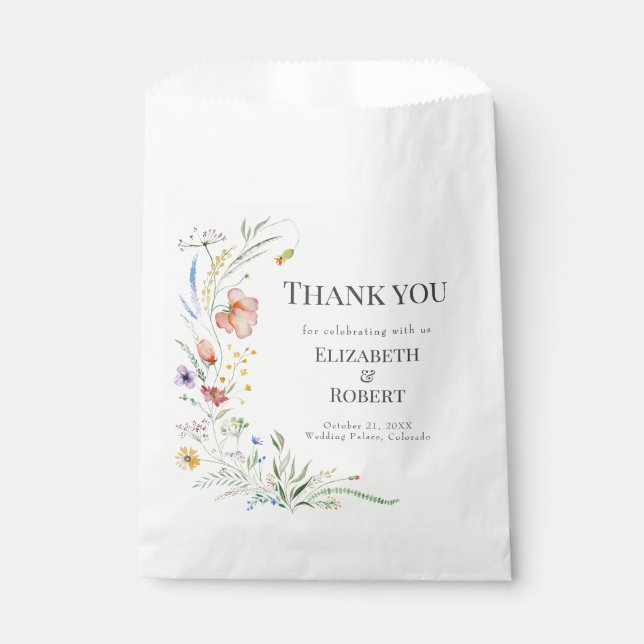 Colorful Wildflower Meadow Wedding Favor Bag (Front)