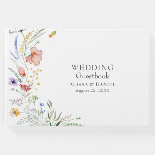 Colorful Wildflower Meadow Wedding Guest Book