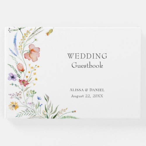 Colorful Wildflower Meadow Wedding Guest Book