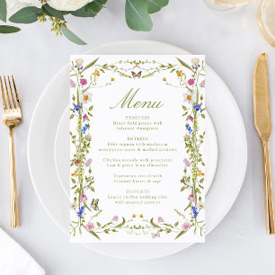 Colorful Wildflower Meadow Wedding Menu