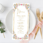 Colorful Wildflower Meadow Wedding Menu Card<br><div class="desc">These beautiful menu cards will add a perfect touch to your wedding / special occasion. The elegant design features vibrant watercolor spring flowers,  complimented with modern typography.</div>