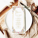 Colorful Wildflower Meadow Wedding Menu Card<br><div class="desc">These beautiful menu cards will add a perfect touch to your wedding / special occasion. The elegant design features vibrant watercolor spring flowers,  complimented with modern typography.</div>