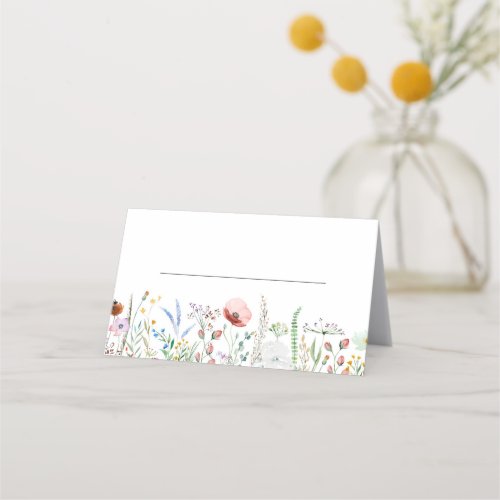 Colorful Wildflower Meadow Wedding Place Card