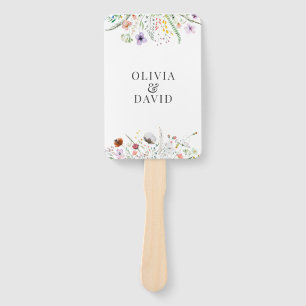 Colorful Wildflower Meadow Wedding Program Hand Fan