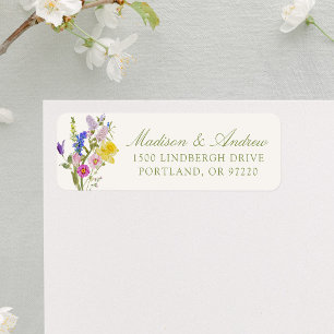 Colorful Wildflower Meadow Wedding Return Address Label