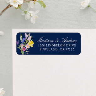 Colorful Wildflower Meadow Wedding Return Address Label