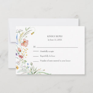Colorful Wildflower Meadow Wedding RSVP Card