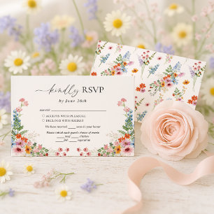 Colorful Wildflower Meadow Wedding RSVP Card