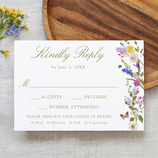 Colorful Wildflower Meadow Wedding RSVP Card (Creator Uploaded)
