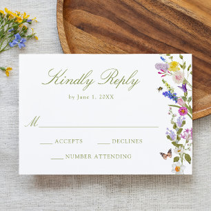 Colorful Wildflower Meadow Wedding RSVP Card