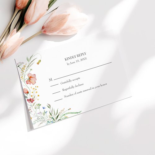 Colorful Wildflower Meadow Wedding RSVP Card