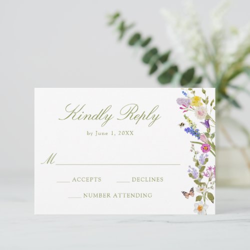 Colorful Wildflower Meadow Wedding RSVP Card
