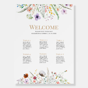 Colorful Wildflower Meadow Wedding Seating Chart Foam Board