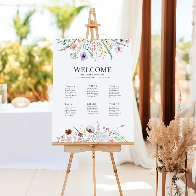 Colorful Wildflower Meadow Wedding Seating Chart  Foam Board (Colorful Wildflower Meadow Wedding Seating Chart Foam Board)