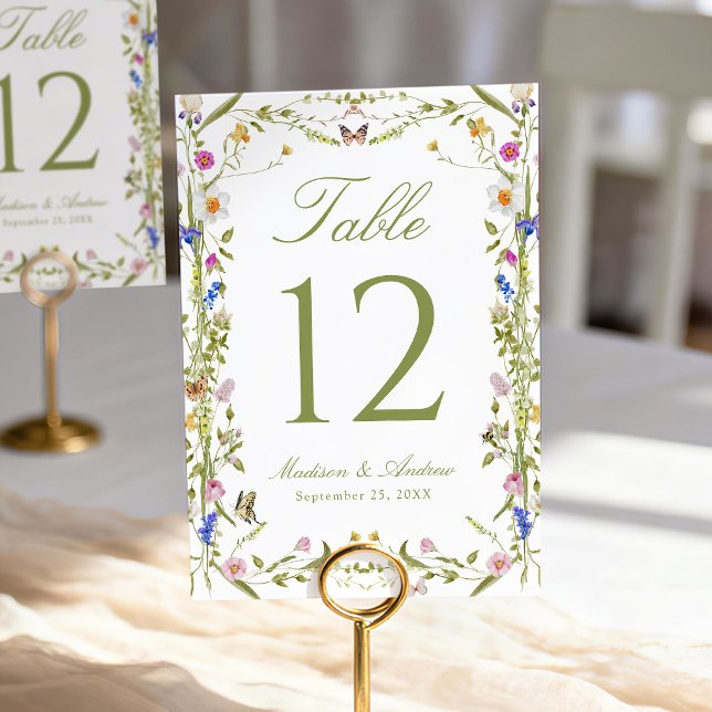 Colorful Wildflower Meadow Wedding Table Number (Creator Uploaded)