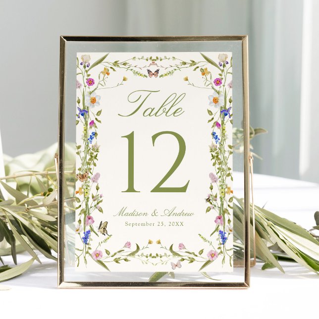 Colorful Wildflower Meadow Wedding Table Number (Creator Uploaded)
