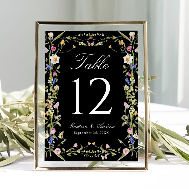 Colorful Wildflower Meadow Wedding Table Number (Creator Uploaded)
