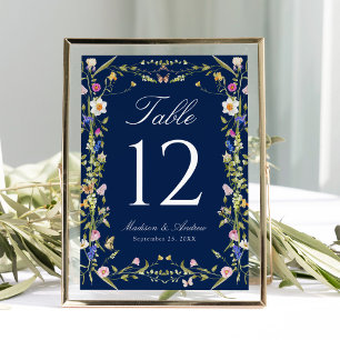 Colorful Wildflower Meadow Wedding Table Number