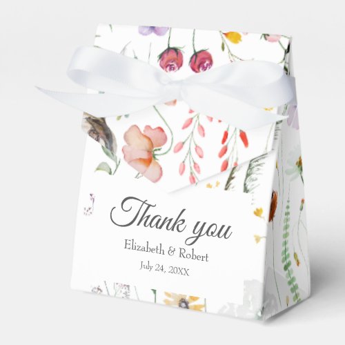 Colorful Wildflower Meadow Wedding Thank You Favor Boxes