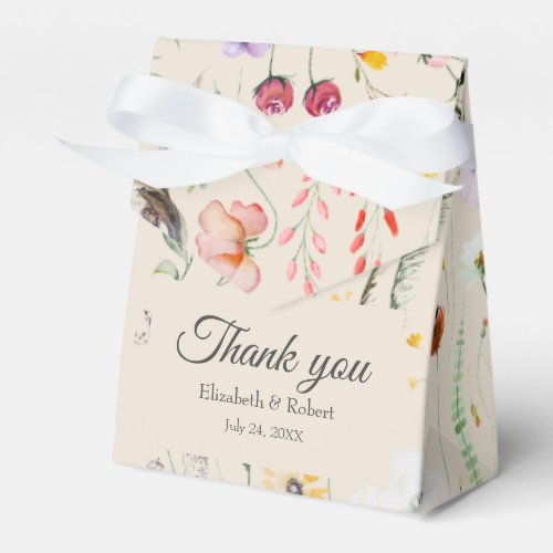 Colorful Wildflower Meadow Wedding Thank You Favor Boxes