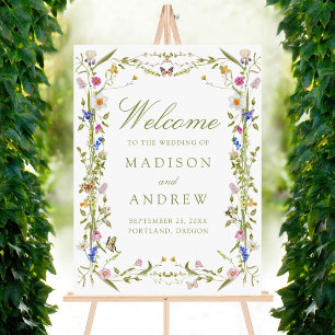 Colorful Wildflower Meadow Wedding Welcome Sign