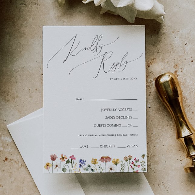 Colorful Wildflower | Menu Choice RSVP Card (Creator Uploaded)