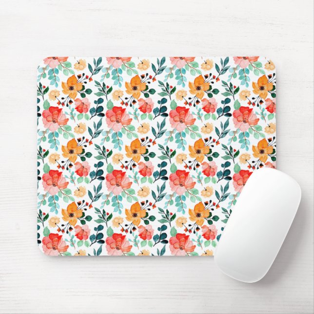 Colorful Wildflower Mixed Floral Pattern Mouse Pad (With Mouse)