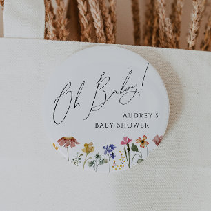 Colorful Wildflower Oh Baby Button