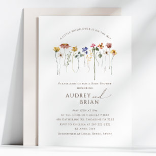 Colorful Wildflower On The Way Couples Baby Shower Invitation