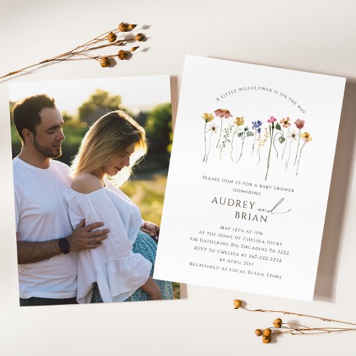 Colorful Wildflower On The Way Couples Photo Invitation